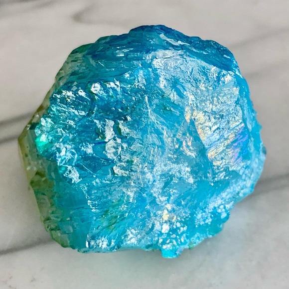 Yellow/Aqua Aura Quartz Crystal - Picture 9 of 10